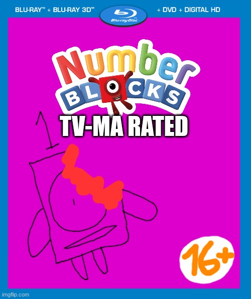 numberblocks tv-ma rated | TV-MA RATED | image tagged in transparent dvd case,tv-ma,numberblocks,gore,dvd,memes | made w/ Imgflip meme maker