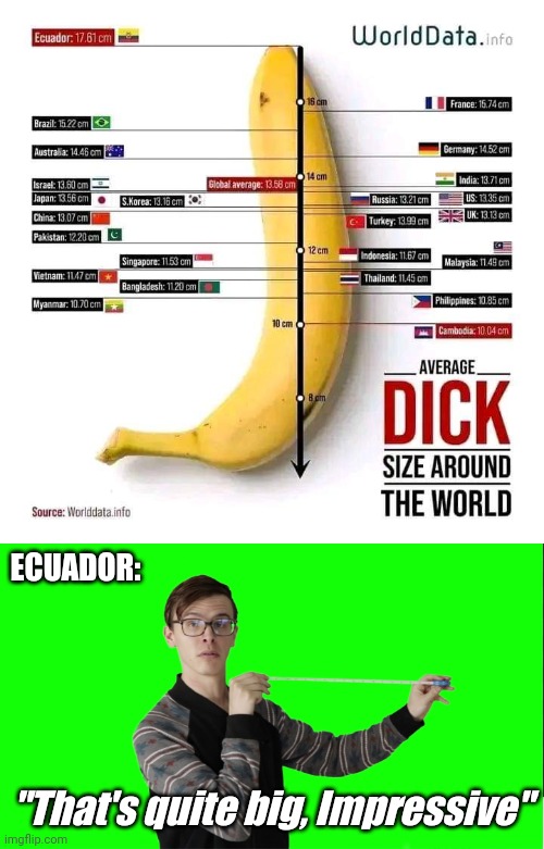 Ecuador has the biggest pp size in the world | ECUADOR:; "That's quite big, Impressive" | image tagged in memes,ecuador,dick,fun fact,idubbbz | made w/ Imgflip meme maker