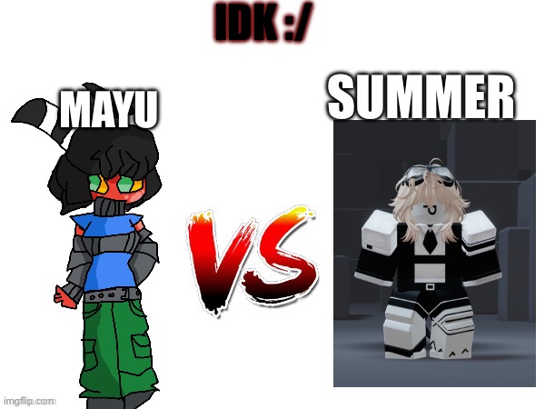 Oc tournament frame | IDK :/; MAYU; SUMMER | image tagged in oc tournament frame | made w/ Imgflip meme maker