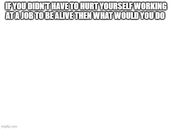 IF YOU DIDN'T HAVE TO HURT YOURSELF WORKING AT A JOB TO BE ALIVE THEN WHAT WOULD YOU DO | made w/ Imgflip meme maker