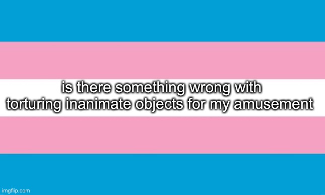 death fight | is there something wrong with torturing inanimate objects for my amusement | image tagged in transgender flag | made w/ Imgflip meme maker