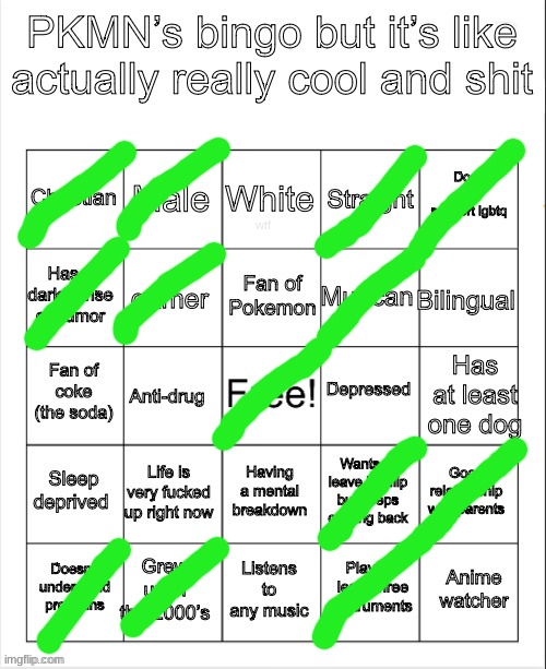 PKMN’s bingo | wtf | image tagged in pkmn s bingo | made w/ Imgflip meme maker