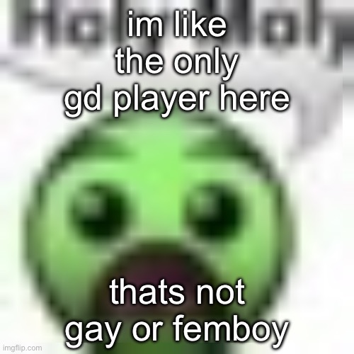 holy moly | im like the only gd player here; thats not gay or femboy | image tagged in holy moly | made w/ Imgflip meme maker
