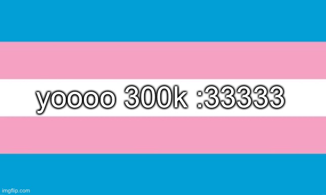 ^_^ | yoooo 300k :33333 | image tagged in transgender flag | made w/ Imgflip meme maker