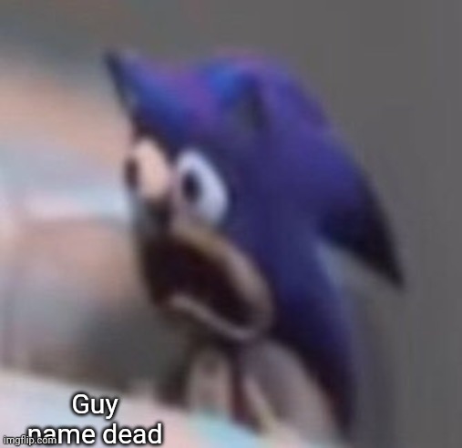 Traumatised Sonic | Guy name dead | image tagged in traumatised sonic | made w/ Imgflip meme maker