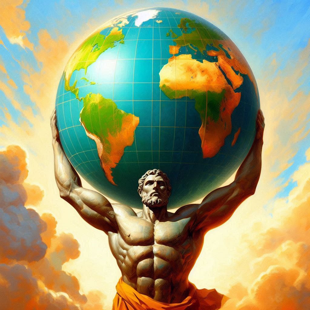 Atlas holding up the world Blank Meme Template