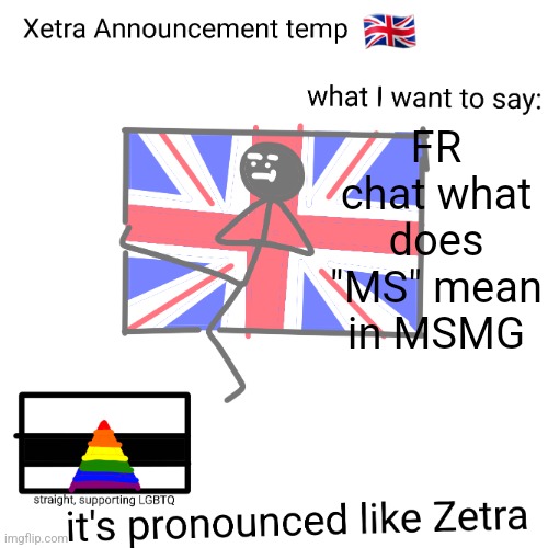 Xetra announcement temp | FR chat what does "MS" mean in MSMG | image tagged in xetra announcement temp | made w/ Imgflip meme maker