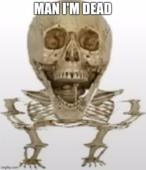 Mokey skeleton | MAN I'M DEAD | image tagged in mokey skeleton | made w/ Imgflip meme maker