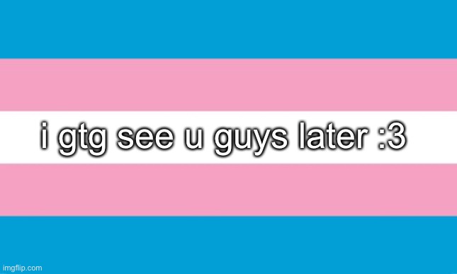 Transgender Flag | i gtg see u guys later :3 | image tagged in transgender flag | made w/ Imgflip meme maker