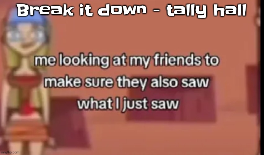Jauwgagjscz | Break it down - tally hall | image tagged in scare | made w/ Imgflip meme maker