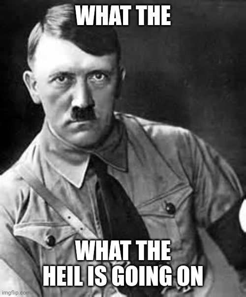 Adolf Hitler | WHAT THE WHAT THE HEIL IS GOING ON | image tagged in adolf hitler | made w/ Imgflip meme maker