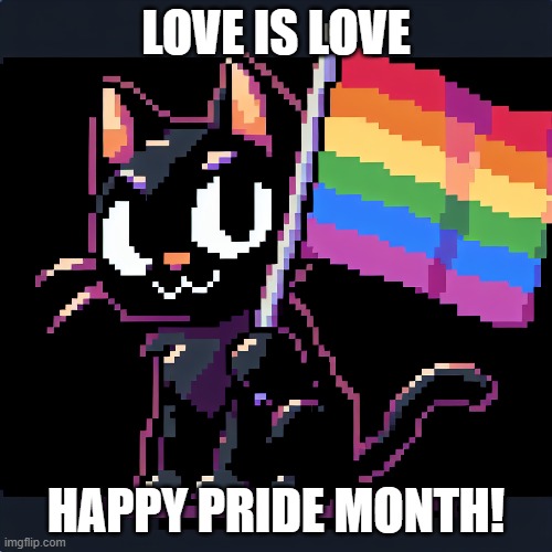 Love is love | LOVE IS LOVE; HAPPY PRIDE MONTH! | image tagged in love is love,pride month,gay pride,kitty | made w/ Imgflip meme maker