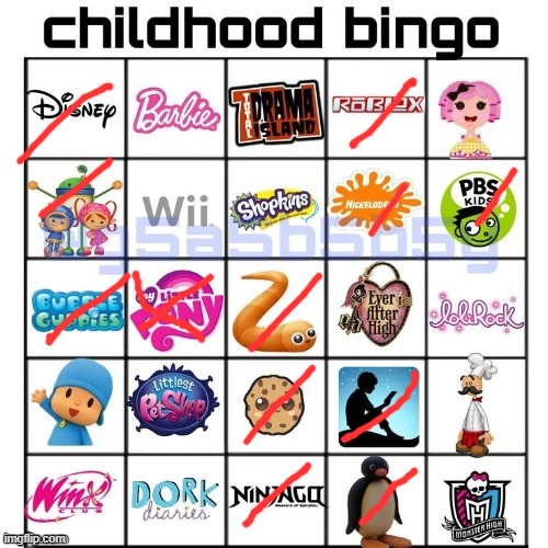 I USED TO WATCH SO MUCH MLP | image tagged in childhood bingo | made w/ Imgflip meme maker