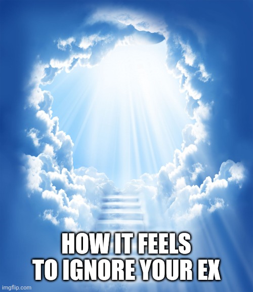 Heaven | HOW IT FEELS TO IGNORE YOUR EX | image tagged in heaven | made w/ Imgflip meme maker