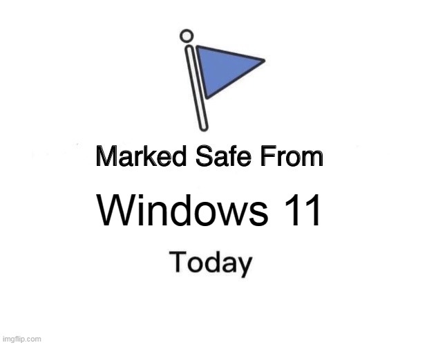 Windows 11 | Windows 11 | image tagged in memes,marked safe from,windows 11,funny,technology,microsoft | made w/ Imgflip meme maker