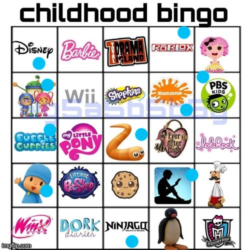 Childhood bingo | image tagged in childhood bingo | made w/ Imgflip meme maker