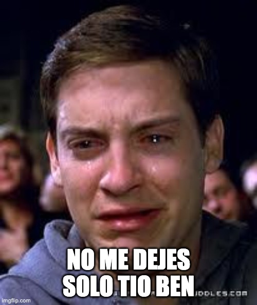 Don't Leave me Alone Aunt Ben | NO ME DEJES SOLO TIO BEN | image tagged in crying spiderman | made w/ Imgflip meme maker