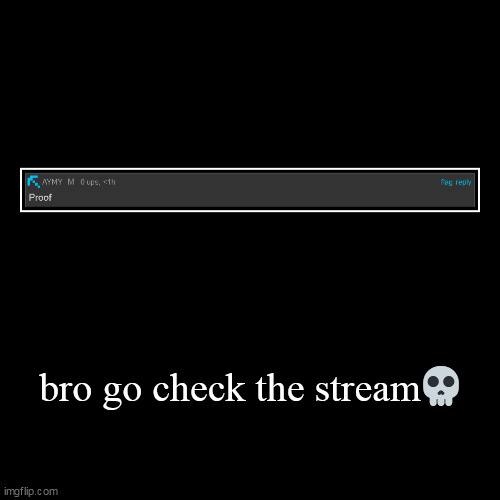 bro go check the stream? | | image tagged in funny,demotivationals | made w/ Imgflip demotivational maker