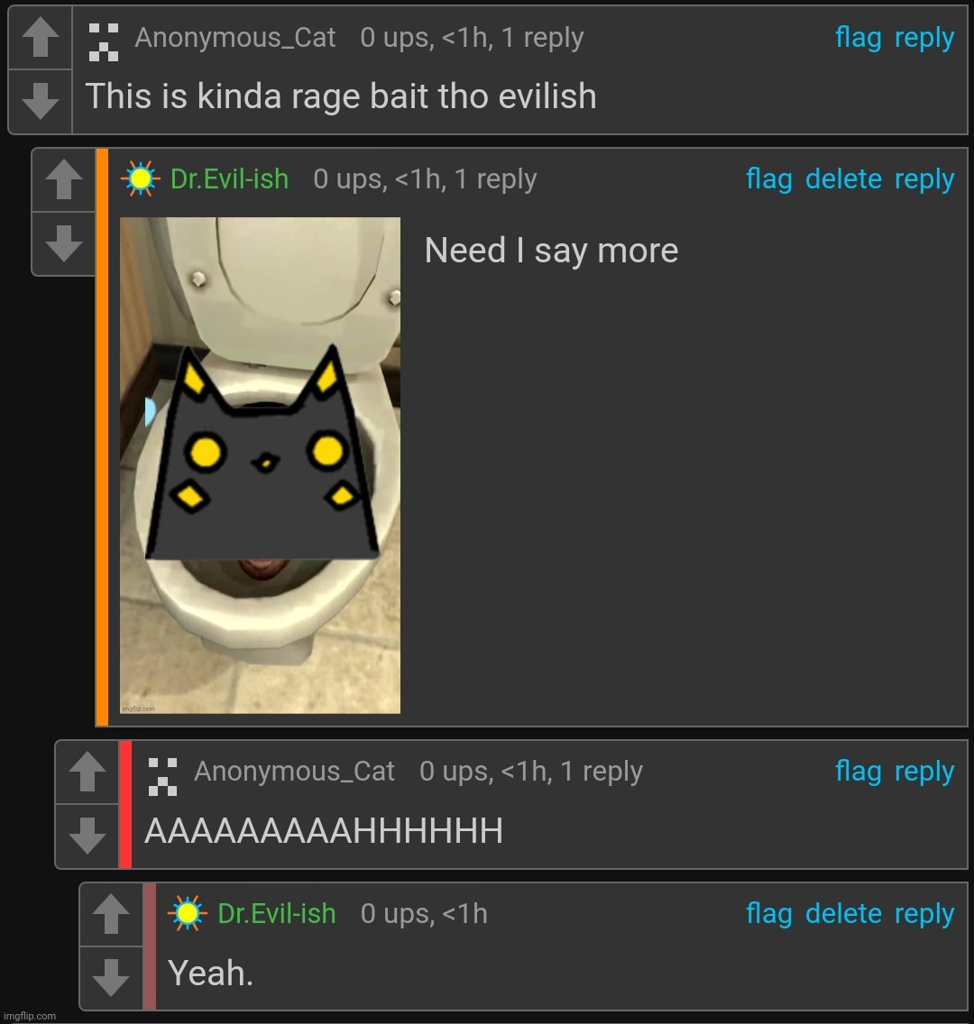 Doesn't matter if it was rage bait or not, I'm sure none of us want our character's heads in toilets. | made w/ Imgflip meme maker