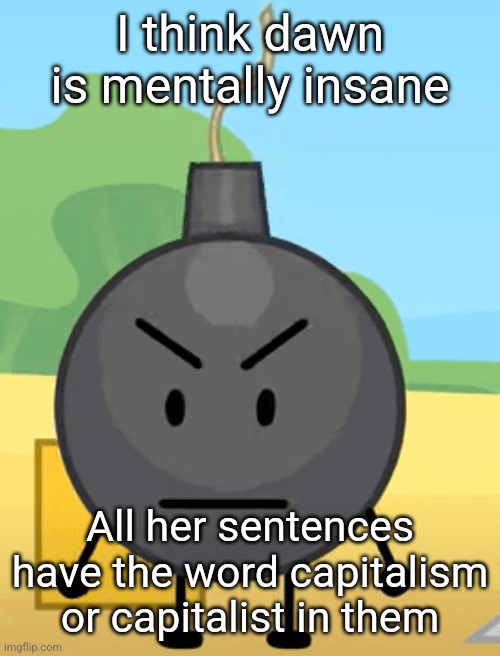 Why is bro angy like that | I think dawn is mentally insane; All her sentences have the word capitalism or capitalist in them | image tagged in why is bro angy like that | made w/ Imgflip meme maker