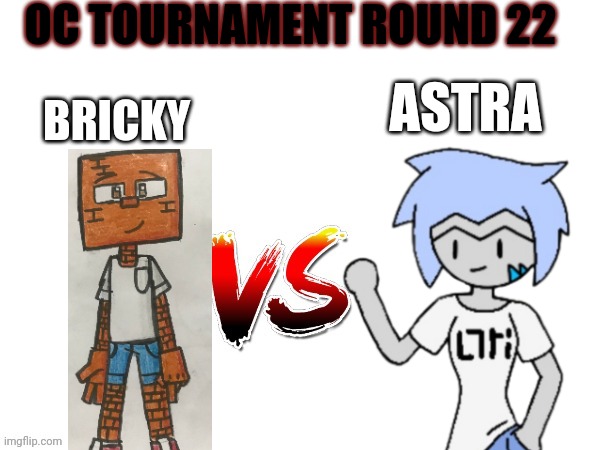 Oc tournament frame | OC TOURNAMENT ROUND 22; BRICKY; ASTRA | image tagged in oc tournament frame | made w/ Imgflip meme maker