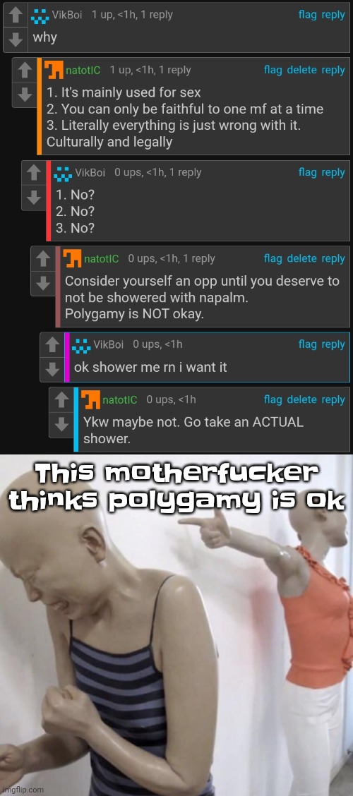 Like dude wtf is wrong with you | This motherfu​cker thinks polygamy is ok | image tagged in this mf paid for twitter meme format | made w/ Imgflip meme maker