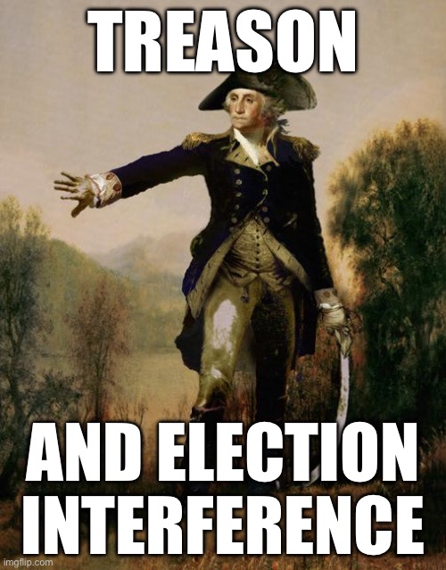 George Washington 6 | TREASON AND ELECTION INTERFERENCE | image tagged in george washington 6 | made w/ Imgflip meme maker