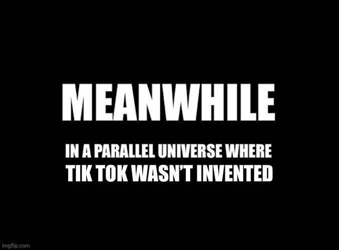 Meanwhile in a parallel universe | TIK TOK WASN’T INVENTED | image tagged in meanwhile in a parallel universe | made w/ Imgflip meme maker