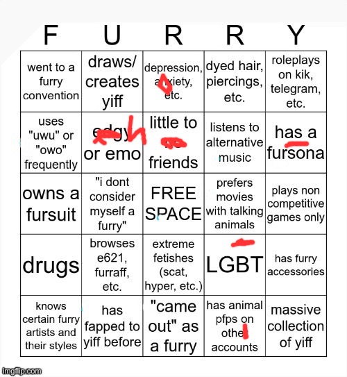 Rate or roast me (:< | image tagged in furry bingo v2 | made w/ Imgflip meme maker