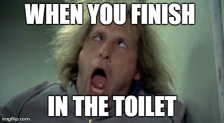 Scary Harry | WHEN YOU FINISH  IN THE TOILET | image tagged in memes,scary harry | made w/ Imgflip meme maker