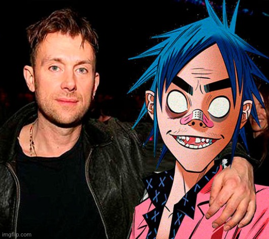 Damon and 2D | image tagged in damon and 2d | made w/ Imgflip meme maker