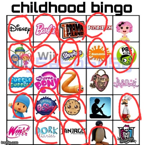 Childhood bingo | image tagged in childhood bingo | made w/ Imgflip meme maker