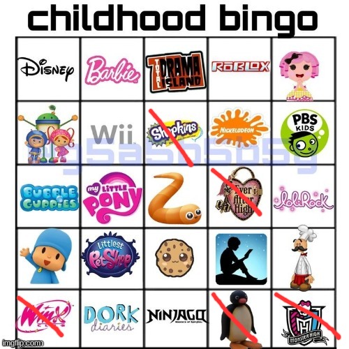 still in love with winx and monster high | image tagged in childhood bingo | made w/ Imgflip meme maker