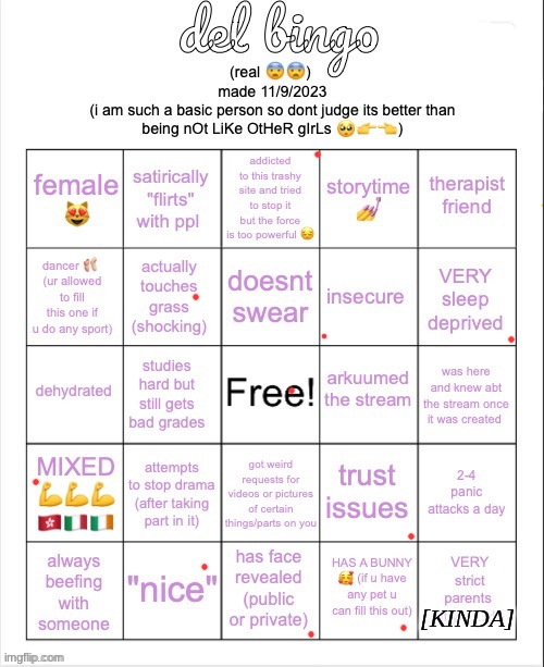 del bingo (real) | [KINDA] | image tagged in del bingo real | made w/ Imgflip meme maker