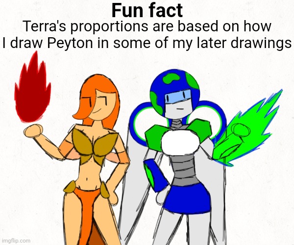She was always meant to be the hot one but then I made data's current design | Fun fact; Terra's proportions are based on how I draw Peyton in some of my later drawings | made w/ Imgflip meme maker