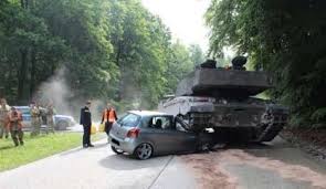 High Quality army tank crushes learners car oops Blank Meme Template