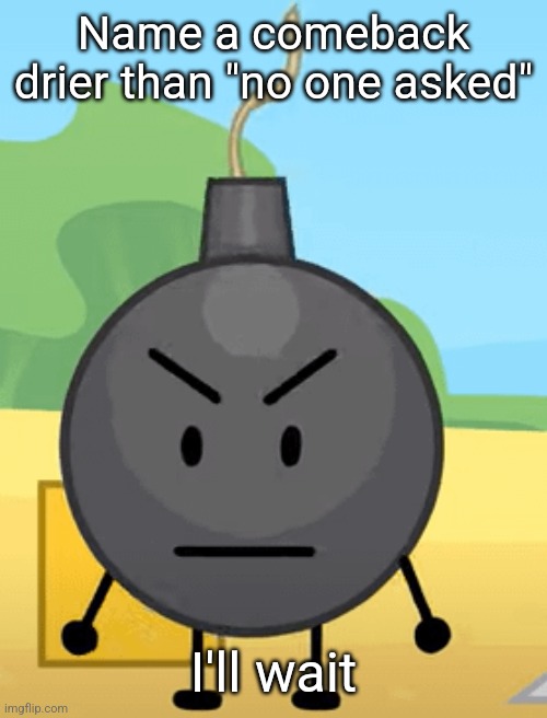 Why is bro angy like that | Name a comeback drier than "no one asked"; I'll wait | image tagged in why is bro angy like that | made w/ Imgflip meme maker