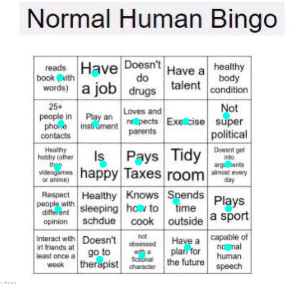 So anyways I'll be back have school to do | image tagged in normal human bingo | made w/ Imgflip meme maker