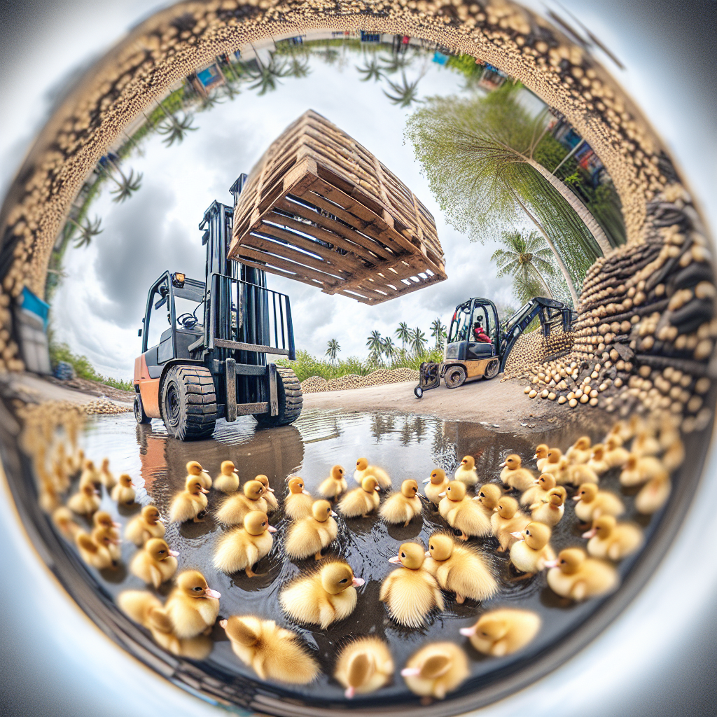 Forklift stacking baby ducklings Blank Meme Template