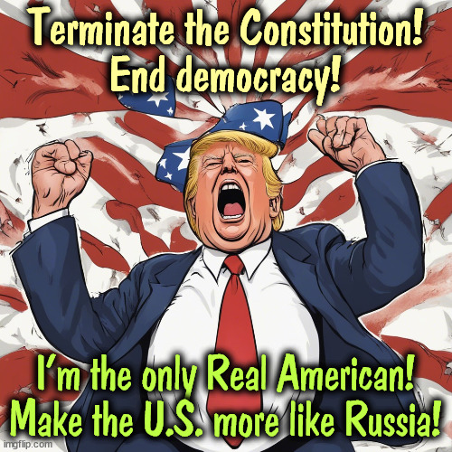 Sorry, Donnie, that's weird. | Terminate the Constitution!
End democracy! I'm the only Real American!
Make the U.S. more like Russia! | image tagged in trump,psycho,constitution,democracy,american,russia | made w/ Imgflip meme maker