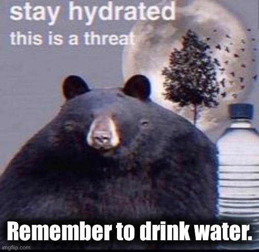reminder: | Remember to drink water. | image tagged in reminder | made w/ Imgflip meme maker