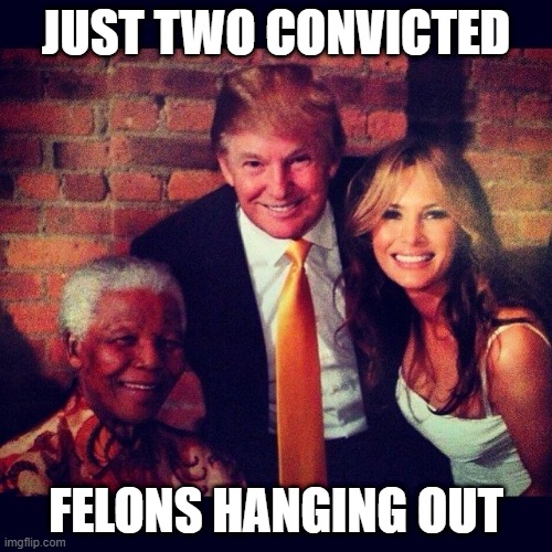 Trump and Mandella | JUST TWO CONVICTED; FELONS HANGING OUT | image tagged in just two felons hanging out | made w/ Imgflip meme maker