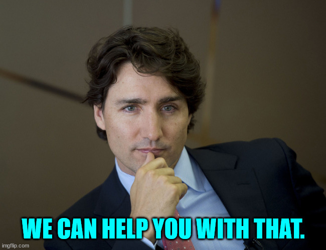 Justin Trudeau readiness | WE CAN HELP YOU WITH THAT. | image tagged in justin trudeau readiness | made w/ Imgflip meme maker