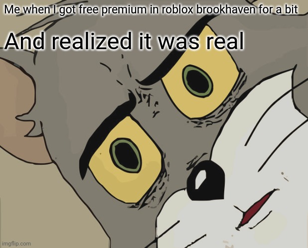 Unsettled Tom | Me when I got free premium in roblox brookhaven for a bit; And realized it was real | image tagged in memes,unsettled tom,roblox,why | made w/ Imgflip meme maker
