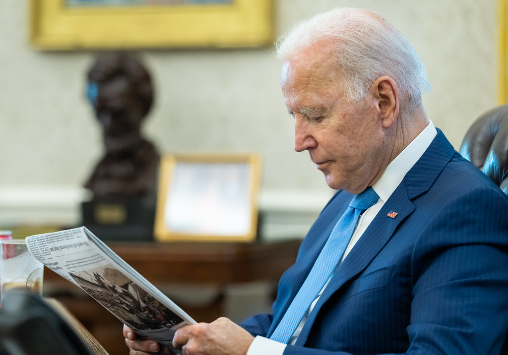 High Quality Joe Biden reading a newspaper Blank Meme Template