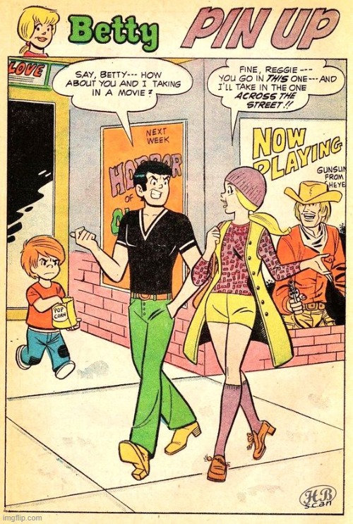 A time prior to multi-screen cinemas | image tagged in vince vance,archie,reggie,betty,movies,comics/cartoons | made w/ Imgflip meme maker