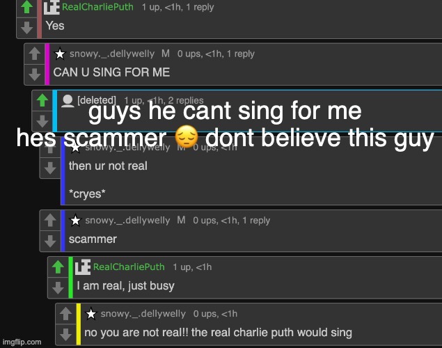 THROWBACK TO THE BLUE ALT THAT IMPERSONATED CHARLIE PUTH | made w/ Imgflip meme maker