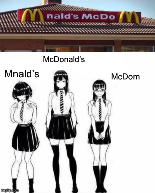 McDominant | McDonald’s; Mnald’s; McDom | image tagged in dominated anime girls,mcdonald's | made w/ Imgflip meme maker