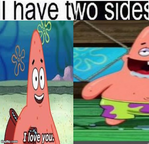 i have two sides | image tagged in i have two sides | made w/ Imgflip meme maker