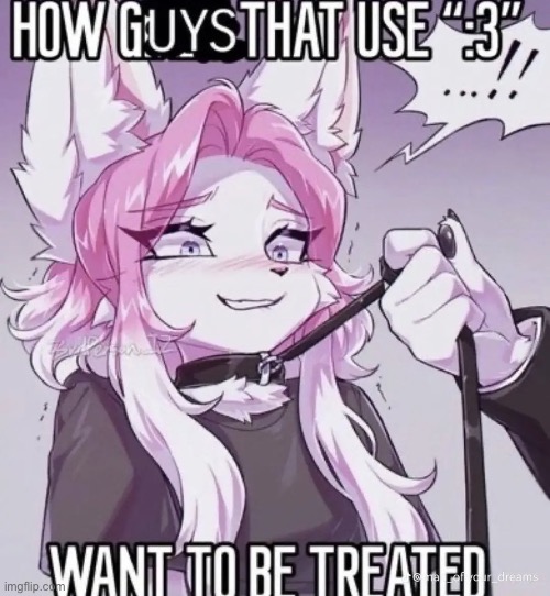 :3 | image tagged in how guys want to be treated as a femboy | made w/ Imgflip meme maker